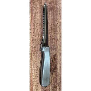 GINSU Stainless Steel Serrated Edge Boning Knife ~ Metal Handle